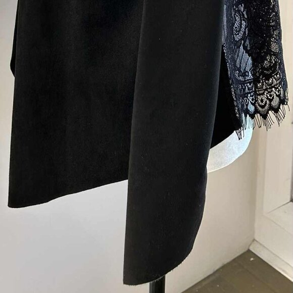 Vero Moda Black Eyelash Lace Back Raw Edges Suede-Touch Waterfall Jacket – EU S - Picture 8 of 11